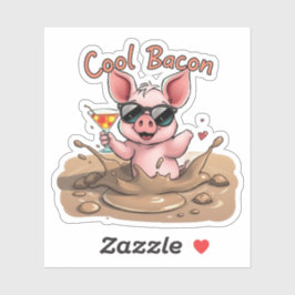 "Cool Bacon"Ferkel in Sonnenbrille Vinyl-Aufkleber Aufkleber