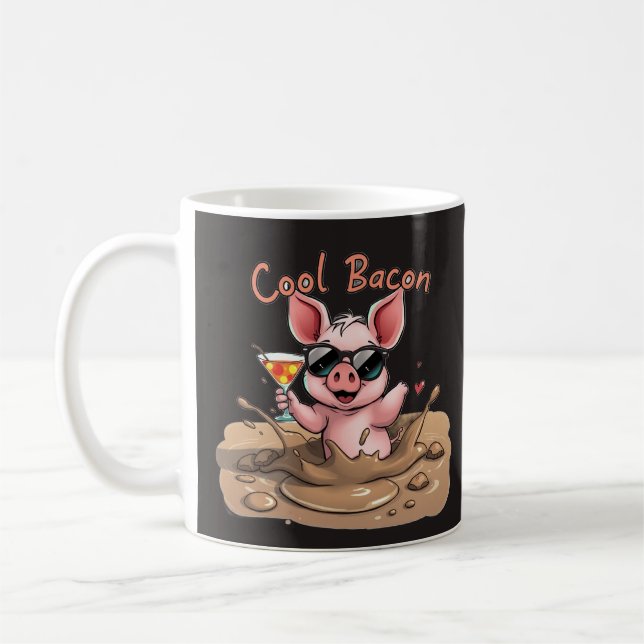"Cool Bacon" Piglet in Sunglasses Kaffeetasse (Links)