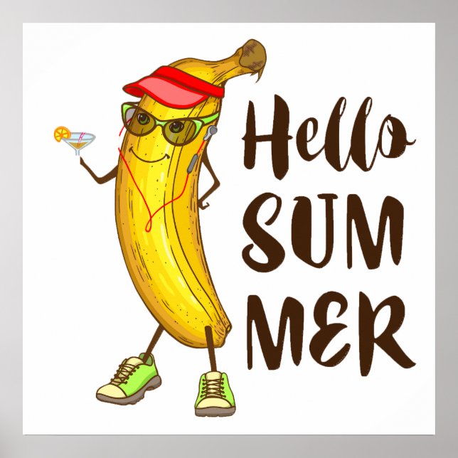 Cool Banana Hallo Sommer Funny Tropical Frucht Poster (Vorne)