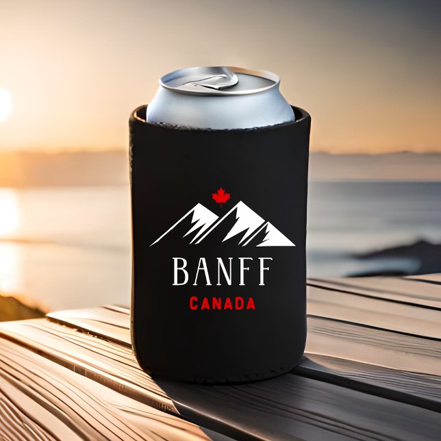 Cool Banff Canada Mountains Maple Leaf Dunkle Farb Dosenkühler (Von Creator hochgeladen)