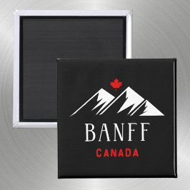 Cool Banff Canada Mountains Maple Leaf Dunkle Farb Magnet