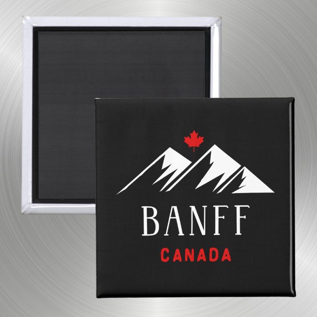 Cool Banff Canada Mountains Maple Leaf Dunkle Farb Magnet (Von Creator hochgeladen)