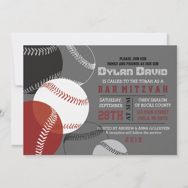 COOL BASEBALL Bar Mitzvah Invitation (Devant)