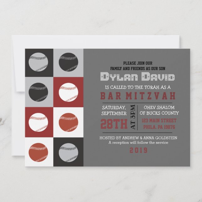 COOL BASEBALL Bar Mitzvah Invitation (Devant)
