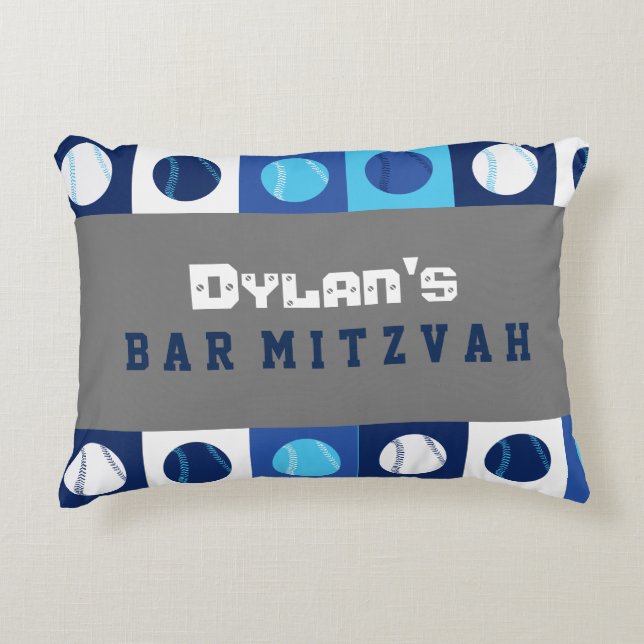 COOL BASEBALL Blue Balls Bar Mitzvah Coussin de la (Devant)