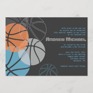 COOL BASKETBALL Bar Bat Mitzvah Einladung
