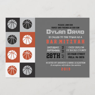 COOL BASKETBALL Bar Mitzvah Invitation