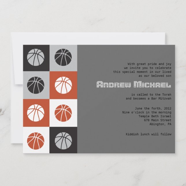 COOL BASKETBALL Bar Mitzvah Invitation (Devant)