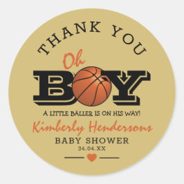 Cool Basketball "Oh Boy" Kinderdusche Danke Runder Aufkleber