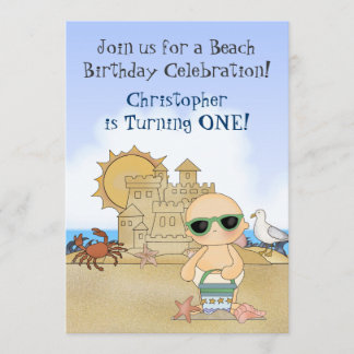 Cool Beach Baby Boys Einladung 1. Geburtstag