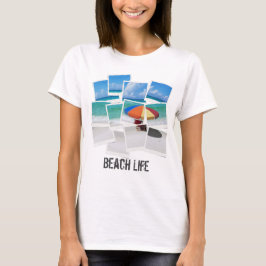 Cool Beach Life Umbrella Foto Frame Collage T-Shirt