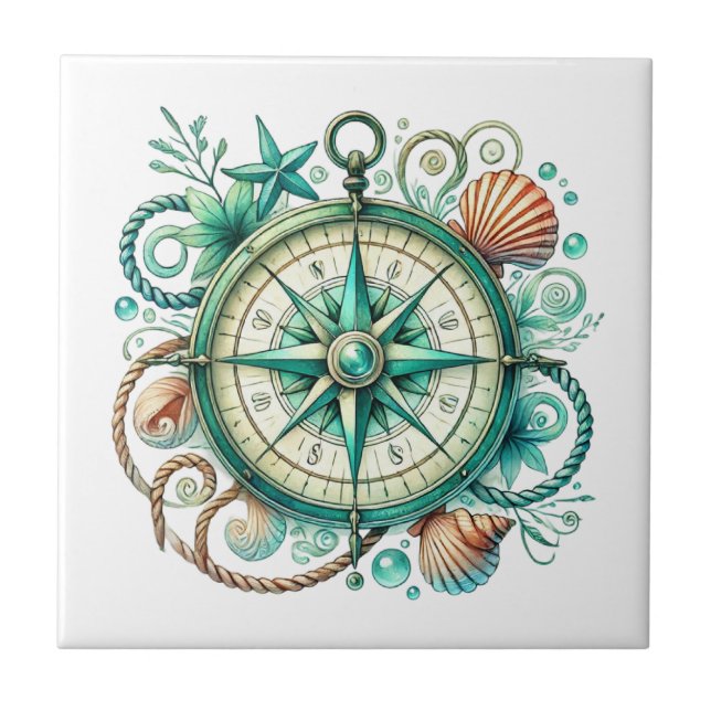 Cool beach lovers  compass  fliese (Vorderseite)