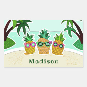 Cool Beach Pineapples individuelle Name Aufkleber