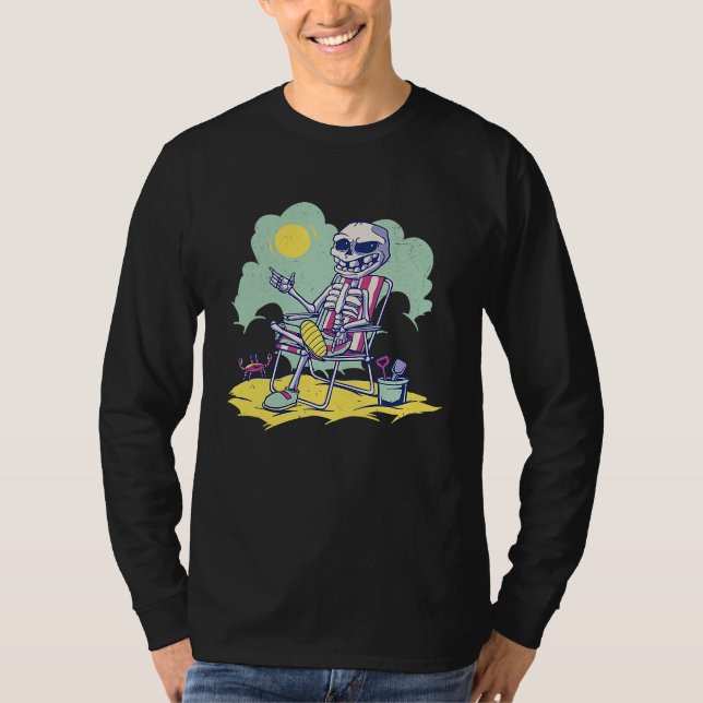 Cool Beach Vacation Skeleton Summer Time Crab Scho T-Shirt (Vorderseite)