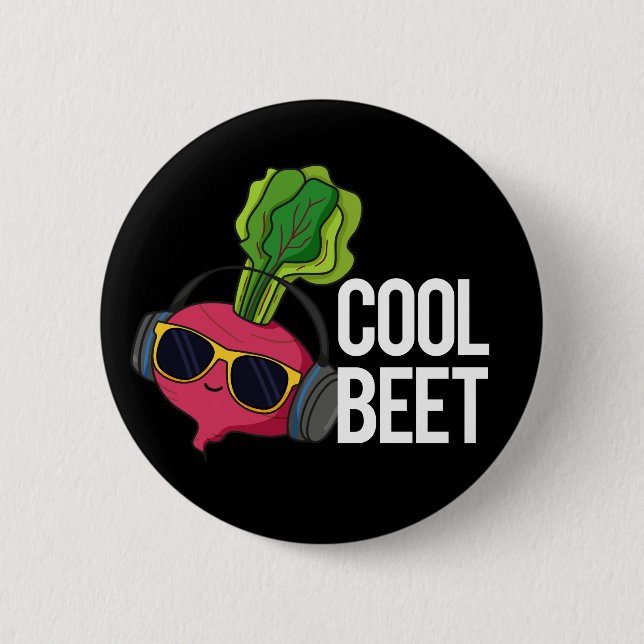 Cool Beet Funny Veggie Pun Dark BG Button (Vorderseite)