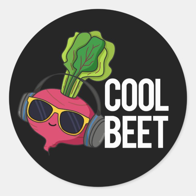 Cool Beet Funny Veggie Pun Dark BG Runder Aufkleber (Vorderseite)