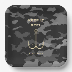 Cool Behalt es Reel Fishing Funny Vatertag Camoufl Pappteller
