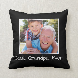 Cool Beste Opa je Foto Personalisiert Schwarz Kissen