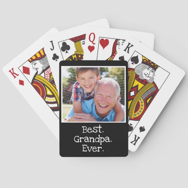 Cool Beste Opa je Foto Personalisiert Schwarz  Spielkarten (Rückseite)