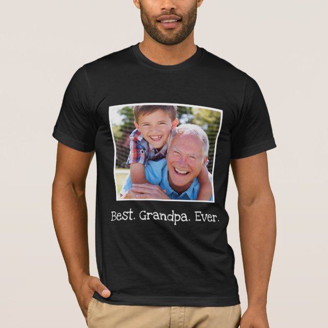 Cool Beste Opa je Foto Personalisiert Schwarz   T-Shirt (Vorderseite)