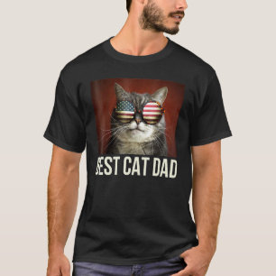 Cool  Bester Katzenvater Amerikanische Flagge Sonn T-Shirt