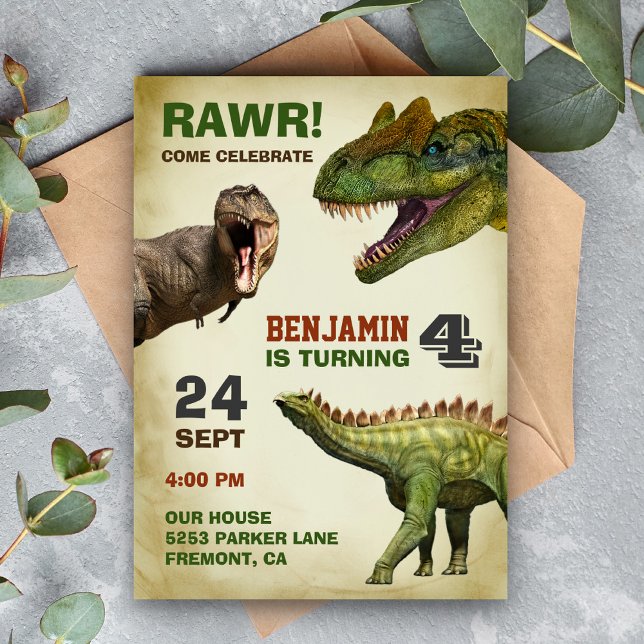 Cool Big Dinosaur Kindergeburtstag Party Einladung (Von Creator hochgeladen)
