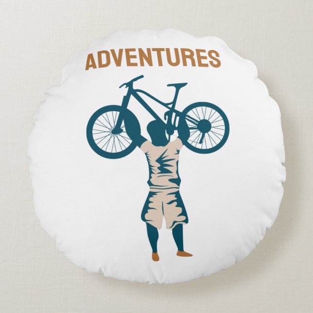 Cool Biker - Abenteuer Rundes Kissen (Vorderseite)