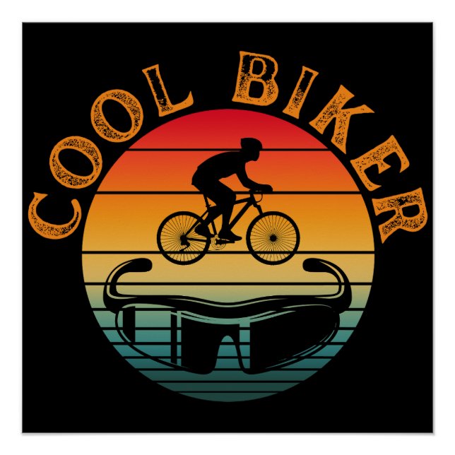 Cool Biker Sonnenbrille Poster (Vorderseite)