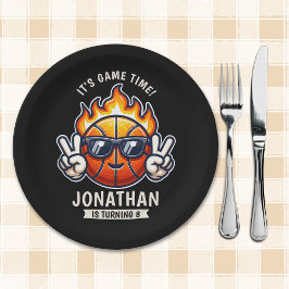 Cool Birthday Boy with Basketball Theme Pappteller