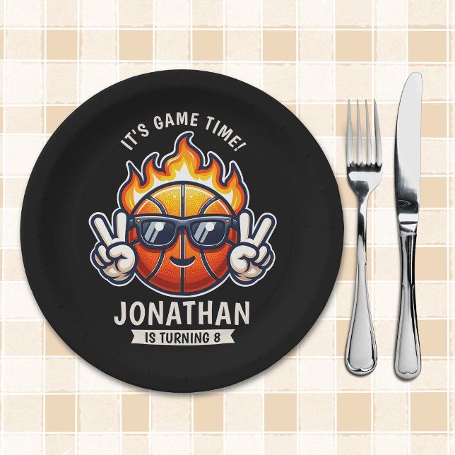 Cool Birthday Boy with Basketball Theme Pappteller (Von Creator hochgeladen)