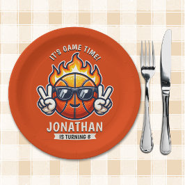 Cool Birthday Boy with Basketball Theme Pappteller