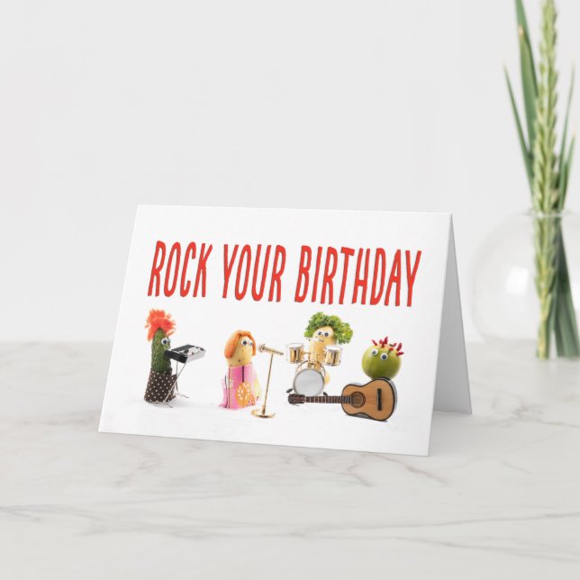 Cool Birthday for Vegetarian - Rock Music Lover Karte (Vorderseite)