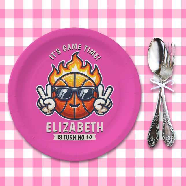 Cool Birthday Girl with Basketball Theme Pappteller (Von Creator hochgeladen)