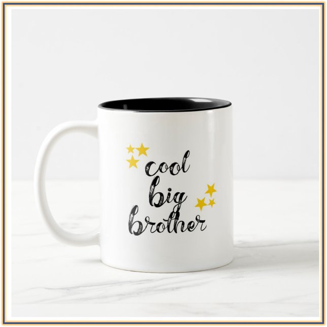 Cool Black and Gold Big Brother Zweifarbige Tasse (Von Creator hochgeladen)