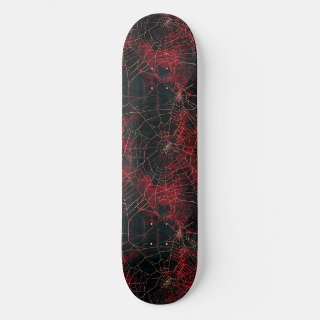 Cool Black and Red Spider Web Design Skateboard (Recto)
