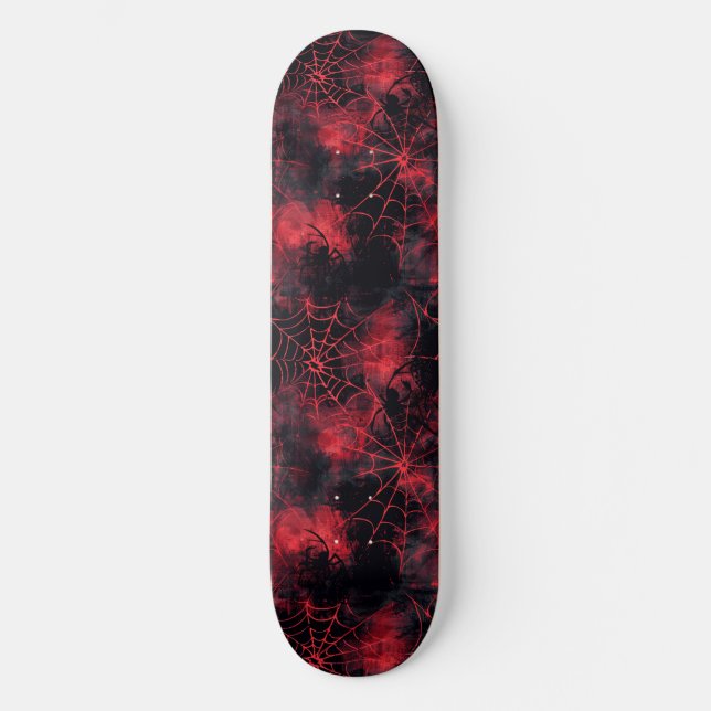 Cool Black and Red Spider Web Design Skateboard (Recto)