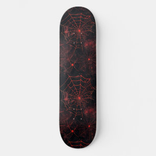 Cool Black and Red Spider Web Design Skateboard