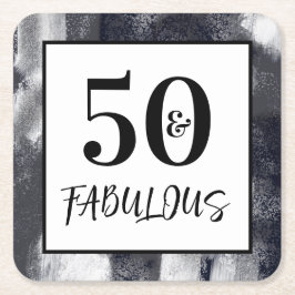 Cool Black and white 50 and Fabulous Birthday Rechteckiger Pappuntersetzer