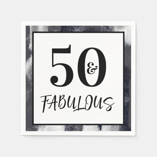 Cool Black and white 50 and Fabulous Birthday Serviette (Vorderseite)