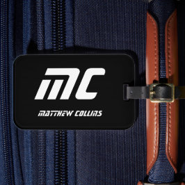 Cool Black and White Personalized Sport Monogram Gepäckanhänger