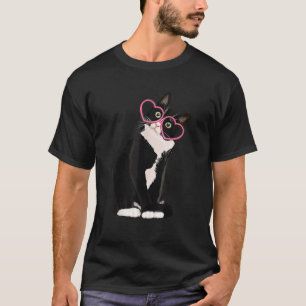 Cool Black Cat Kitten Red Heart Brillen Happy vale T-Shirt