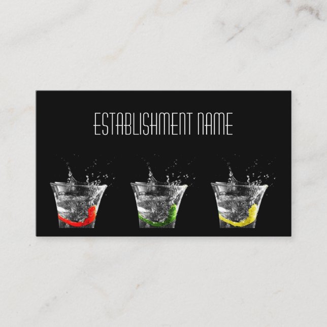 Cool Black Contemporary Cocktail Bar Business Card Visitenkarte (Vorderseite)