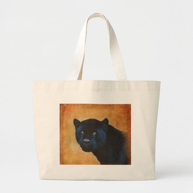 Cool Black Jaguar Panther Wildlife Big Cat Jumbo Stoffbeutel (Vorne)