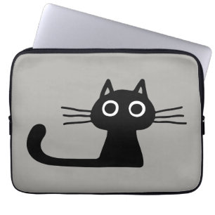 Cool Black Kitty Cat   Whimsistische Tierkunst Laptopschutzhülle