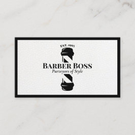 Cool Black Leather Barber Pole Barbershop Visitenkarte
