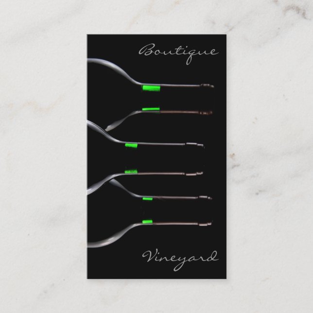 Cool Black Modern Wine Bottle Carte de visite phot (Devant)