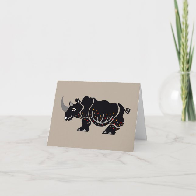 Cool Black RHINOCEROS - Gefährdete Tiergrafik Dankeskarte (Vorderseite)