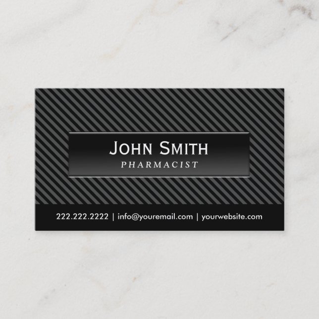 Cool Black Stripes Pharmaceuticals Business Card Visitenkarte (Vorderseite)