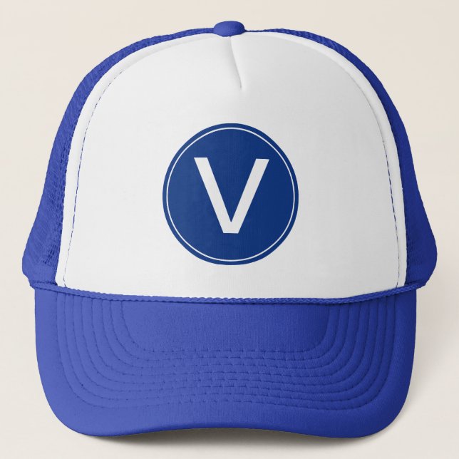 cool blanc et bleu monogramme casquette initial. (Devant)