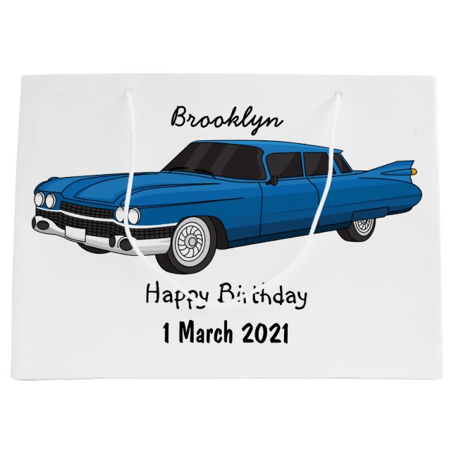Cool-blau-Oldtimer 1959 Große Geschenktüte (Vorderseite)
